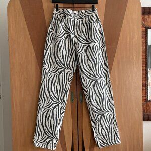 Zara Denim | Zebra Print Straight Leg Jeans | Size US 6